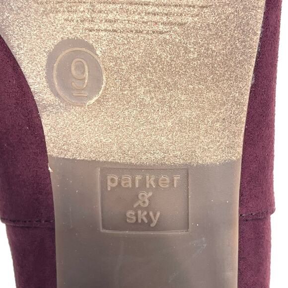 Parker & Sky Mila Open Toe Bootie/Ankle Boot Sz 9 Burgundy Faux Suede Adjustable - Picture 9 of 16